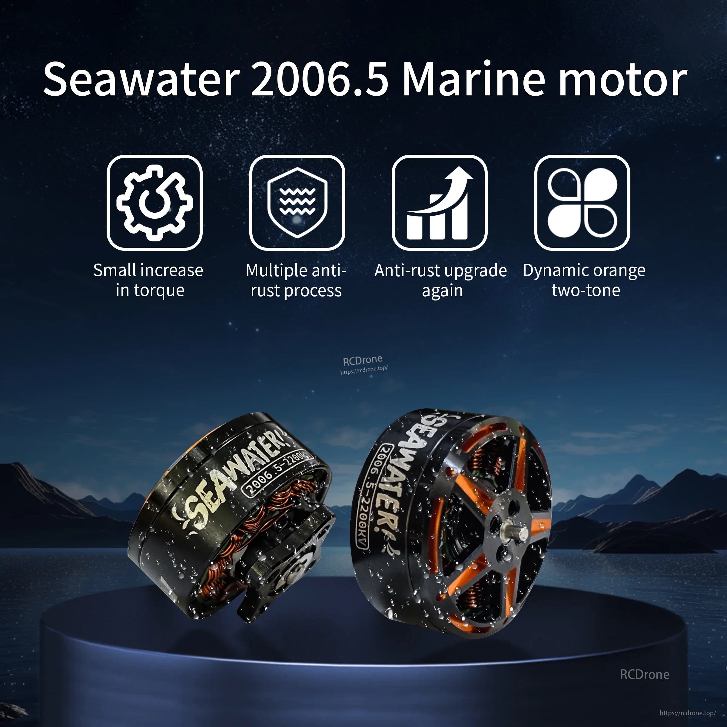 DarwinFPV SeaWater 2006.5 2200KV IP67 waterproof brushless motor with marine anti-rust features