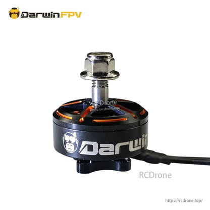 Side profile showing DarwinFPV logo on motor bell and prop shaft nut