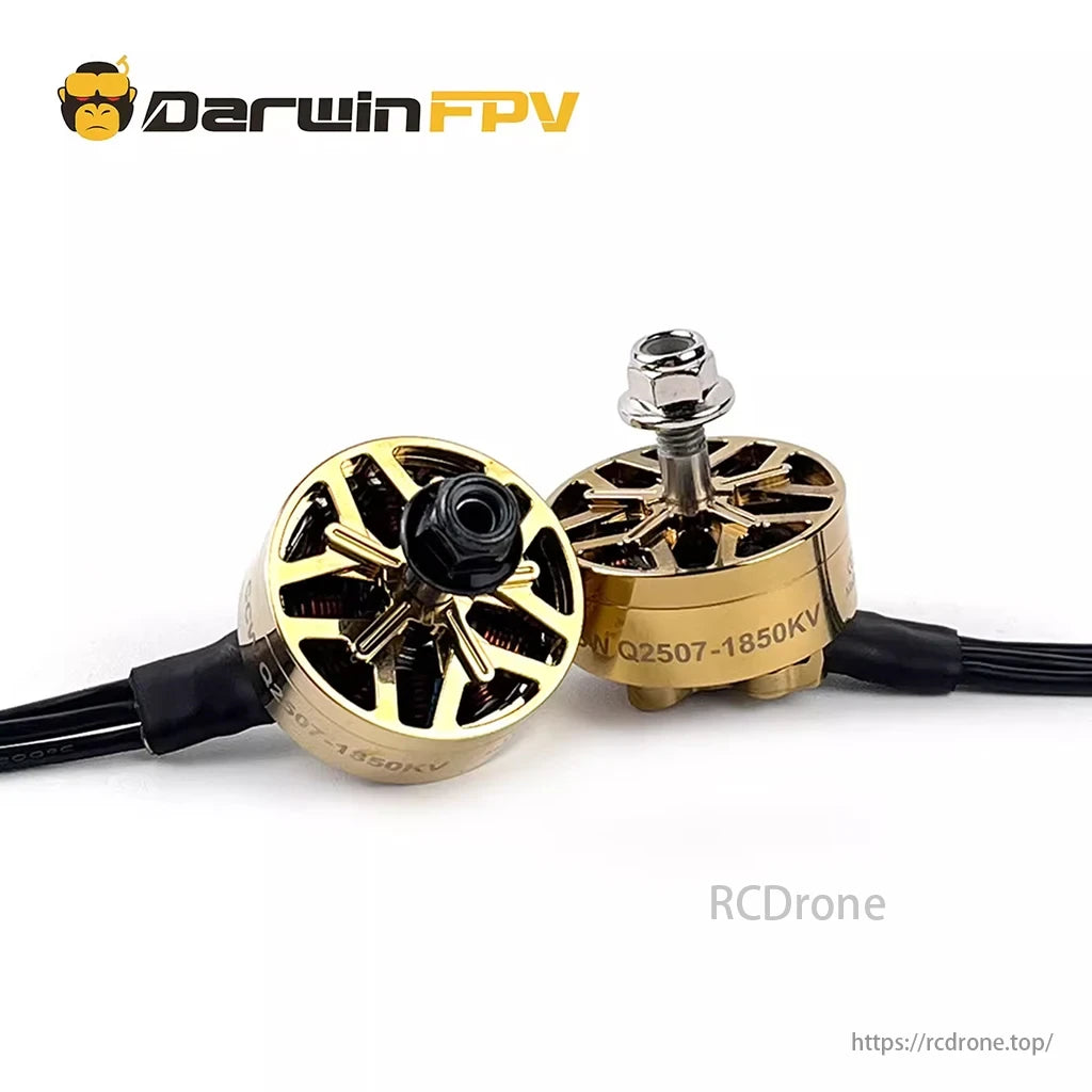 DarwinFPV 2507 1850KV 3-6S Brushless Motor, Robust motor configuration, 4mm output shaft, and compatibility with LiPo batteries make it suitable for long-range and cinematic flights.