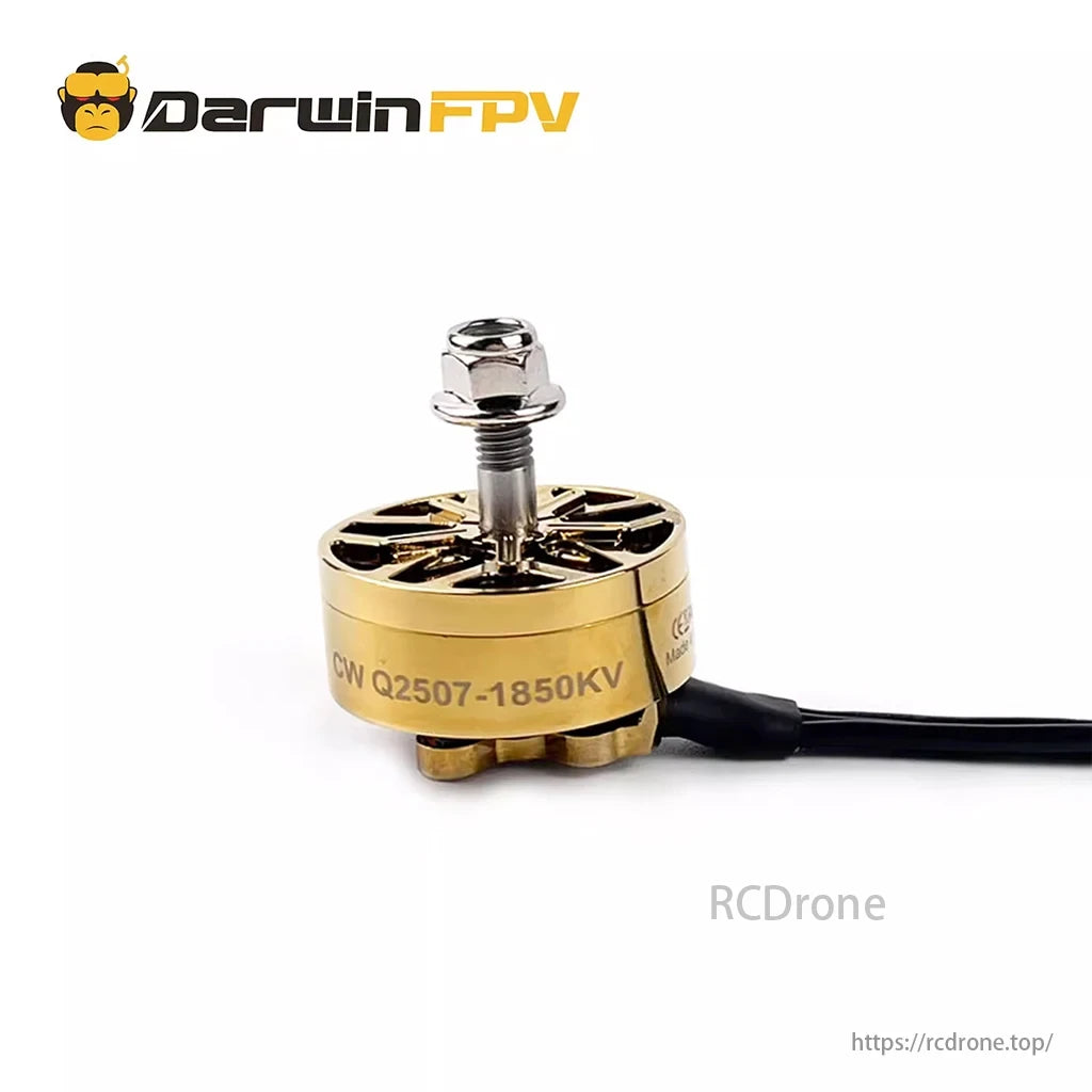 DarwinFPV 2507 1850KV 3-6S Brushless Motor, The motor has a robust configuration, 12N14P, with a 4mm output shaft, suitable for long-range and freestyle setups.