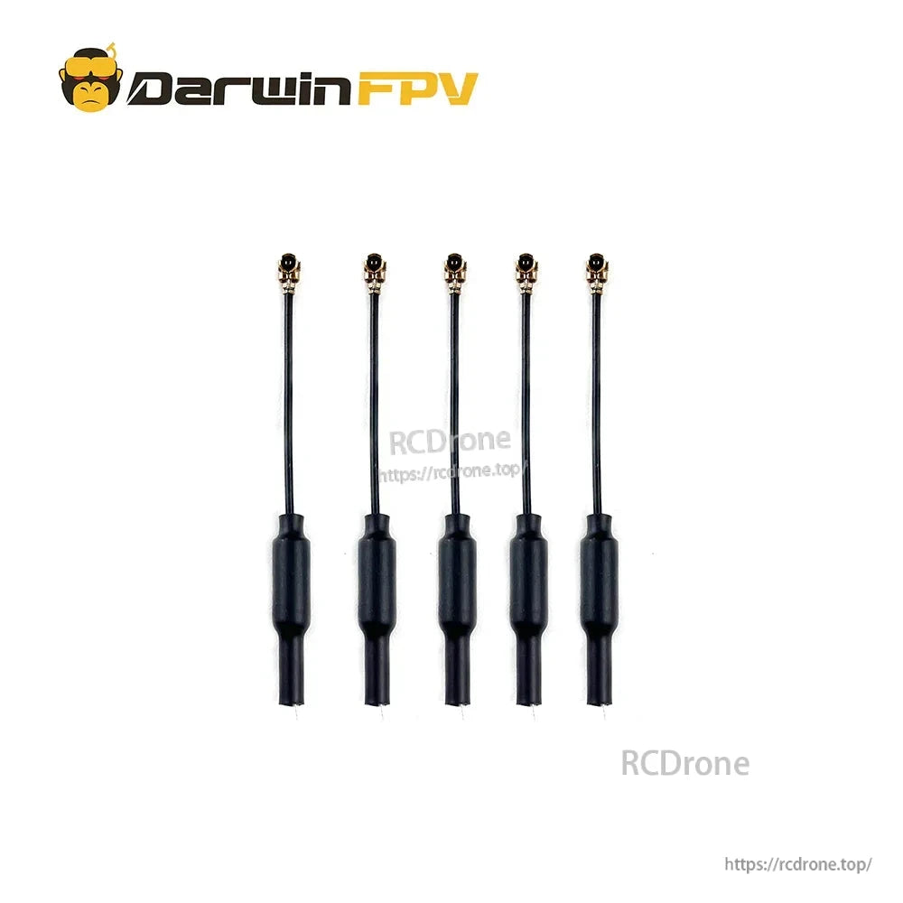 Set of FPV antenna pigtails with micro coax connectors, five pieces shown