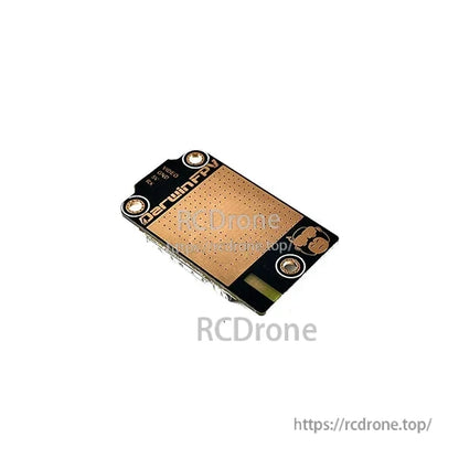Angled underside view of the VTX PCB with DarwinFPV logo and pad area
