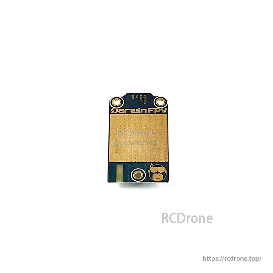 DarwinFPV 25/200/400/600mW VTX underside PCB view with DarwinFPV branding and mounting holes