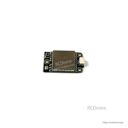 Front view of VTX module with white JST connector on right side and four mounting holes