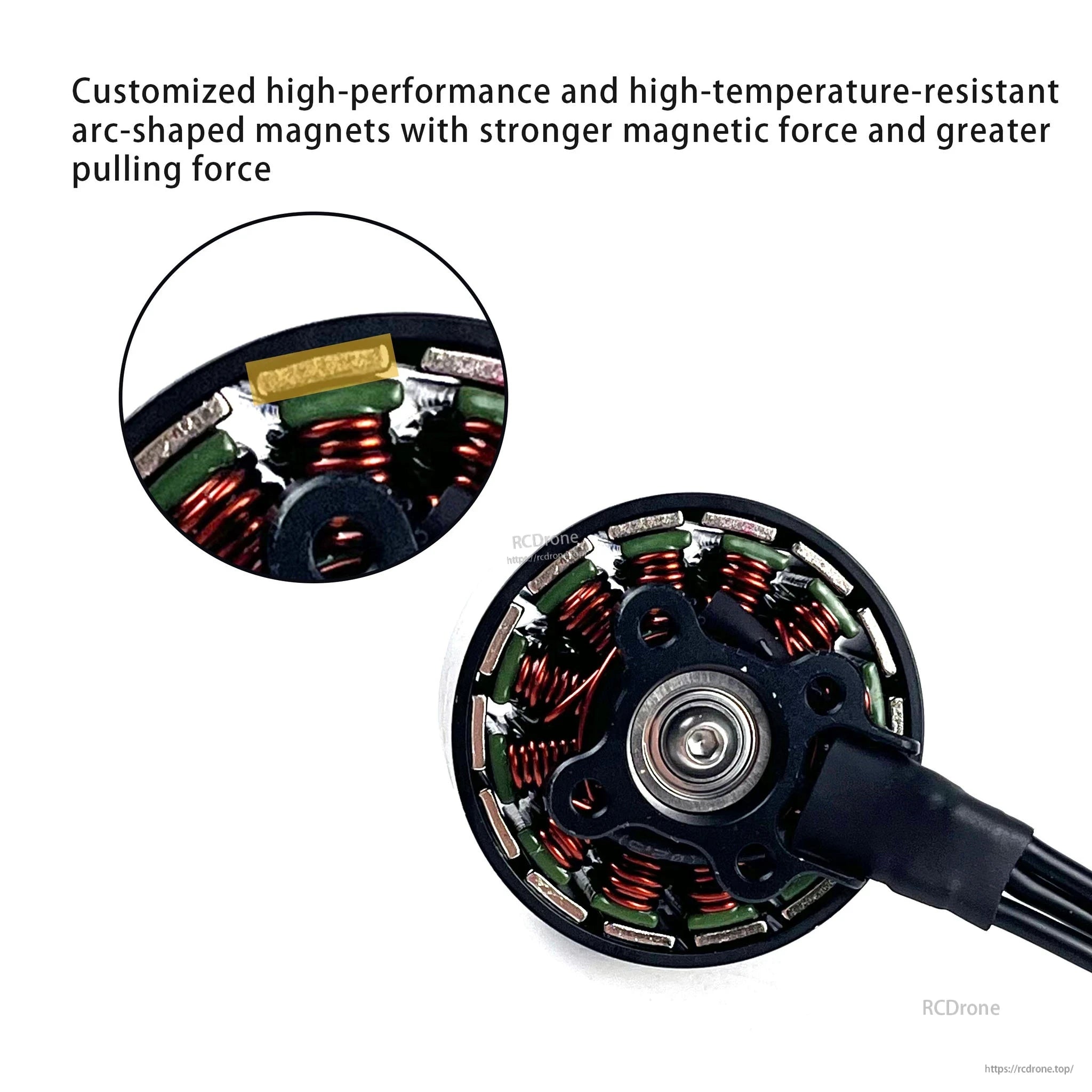 DarwinFPV 3115 900KV Brushless Motor, Custom high-performance, heat-resistant arc-shaped magnets deliver enhanced magnetic and pulling strength for demanding applications.