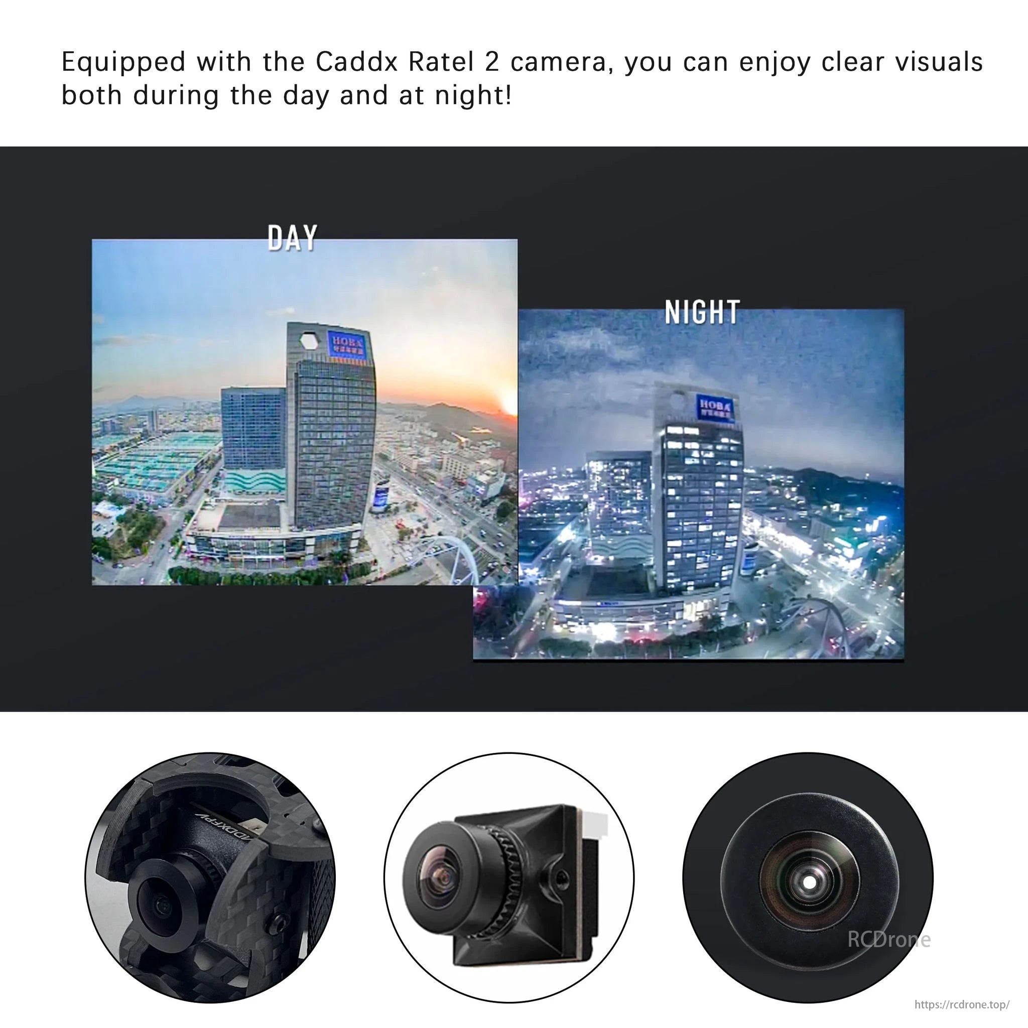 DarwinFPV, Caddx Ratel 2 camera provides clear day and night visuals, enhancing FPV experiences with improved image quality.
