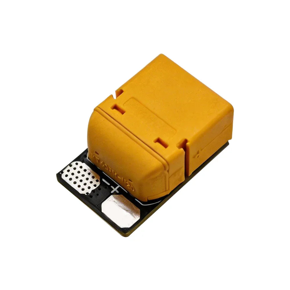 DarwinFPV anti-spark XT60 filter module for FPV drone, yellow XT60 connector on PCB