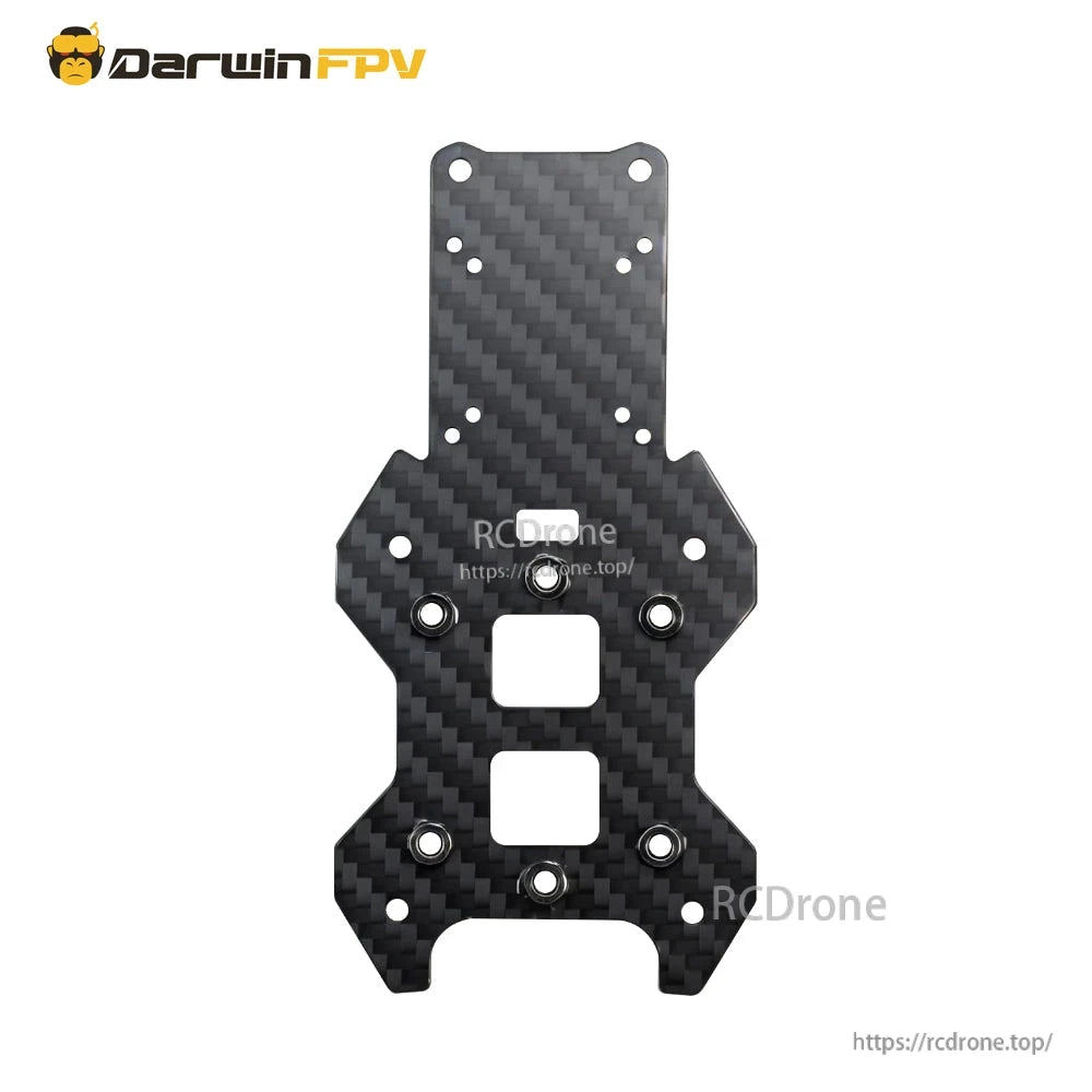 Carbon fiber bottom plate with multiple mounting holes and two square cutouts