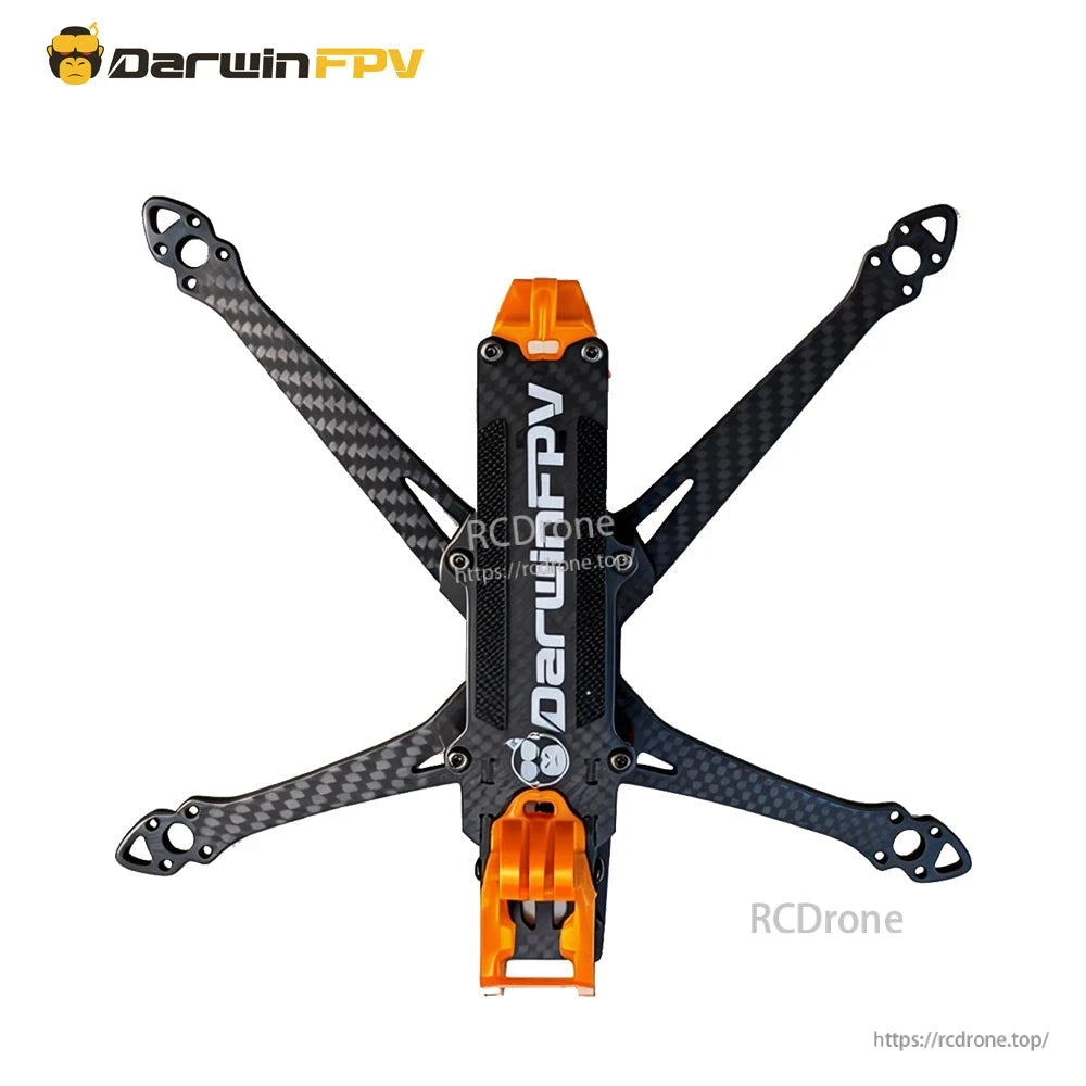 DarwinFPV ApeStyle X6 245mm wide-X frame overhead view with carbon fiber arms and center plates
