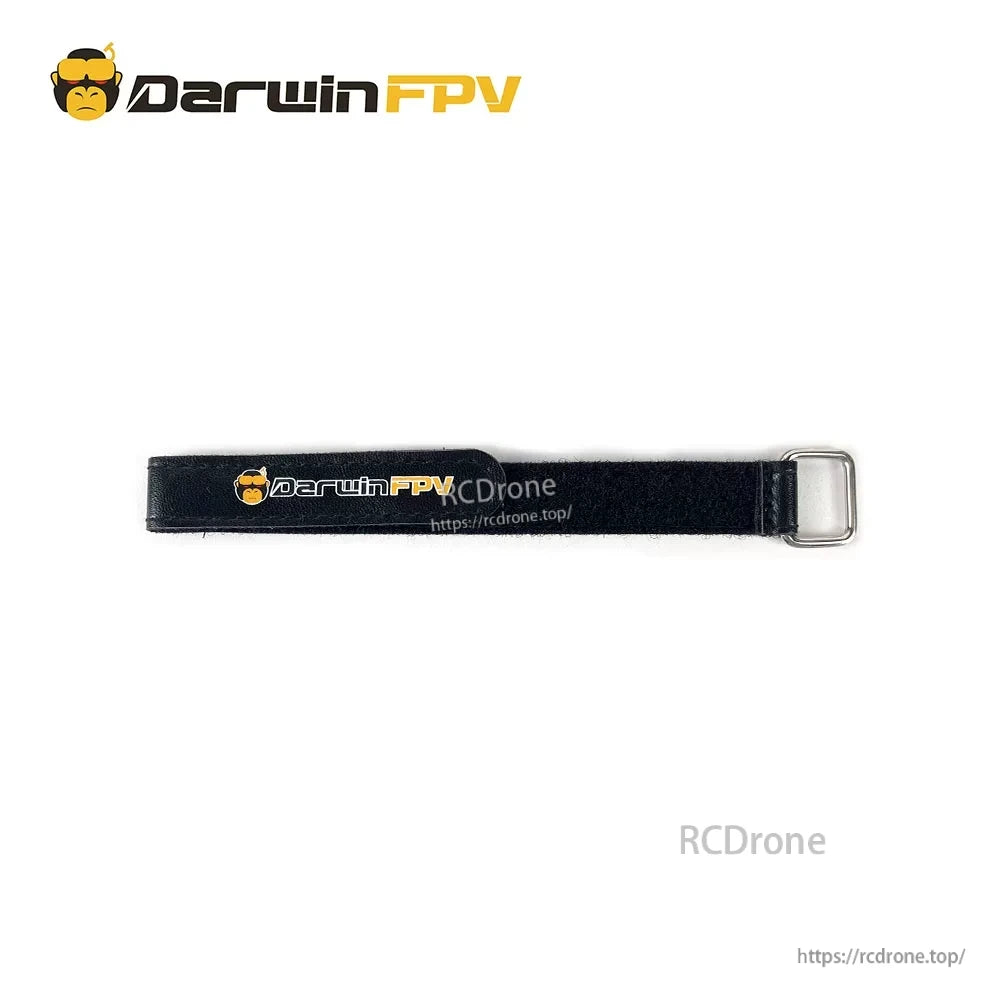 Black DarwinFPV battery strap with metal buckle, for securing LiPo to the drone frame