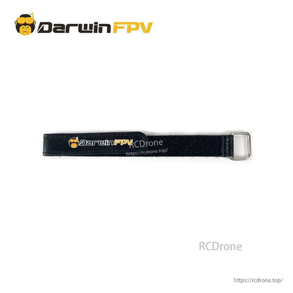 Black DarwinFPV battery strap with metal buckle, for securing LiPo to the drone frame