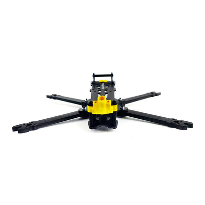 BabyApe II 3.5in frame kit front view, low angle showing yellow camera mount and four arms