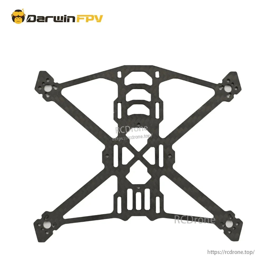 Carbon fiber main base plate for BabyApe III frame with motor mount holes and stack slot cutouts