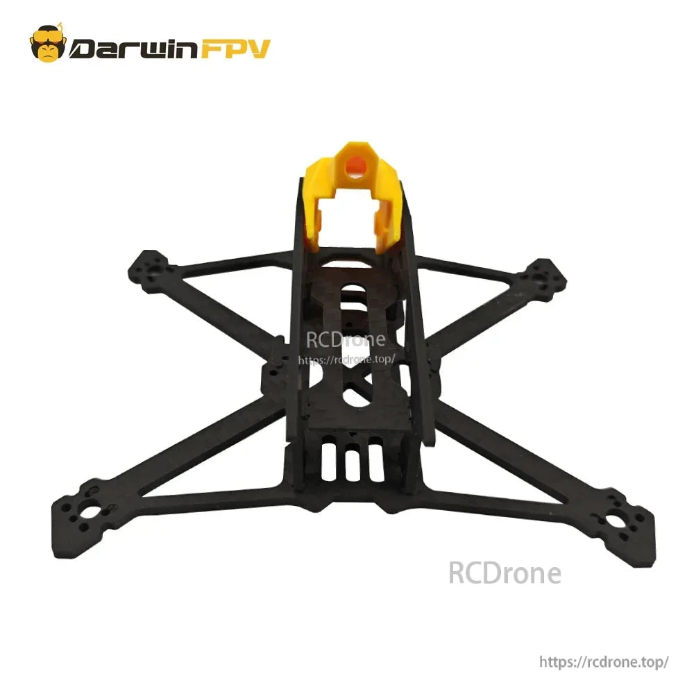 End view of the frame showing center plate cutouts, stack mount area, and arm alignment