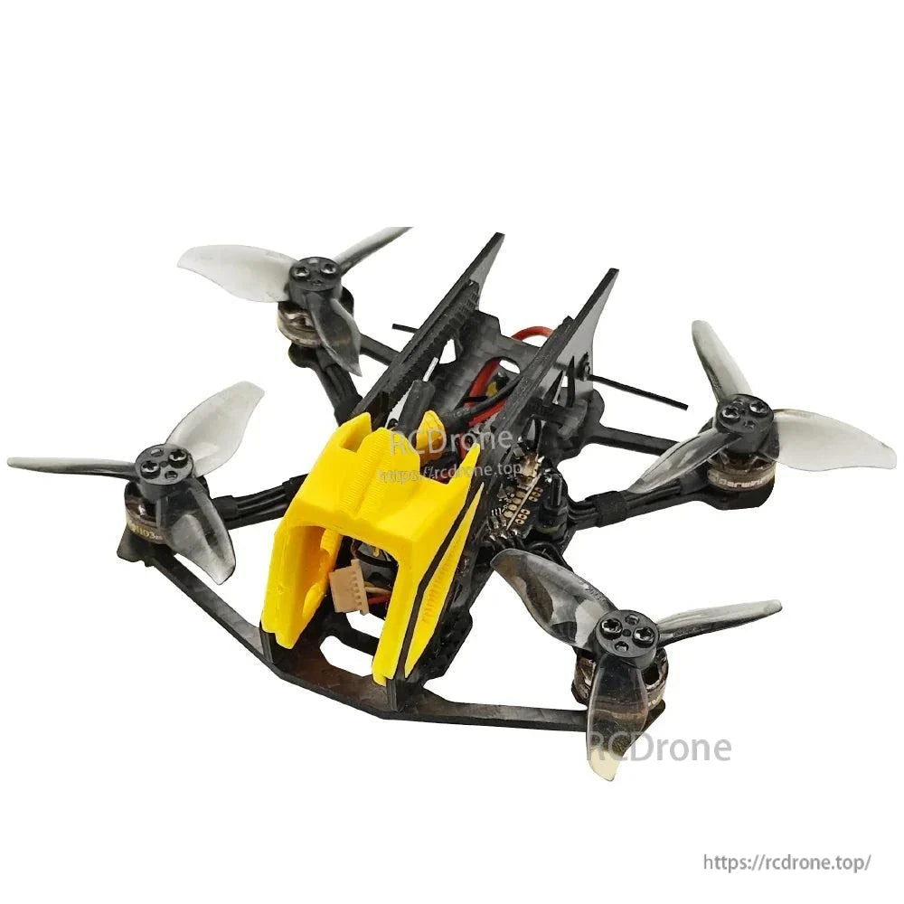 Front-left angle with canopy opening showing interior camera mount area and wiring
