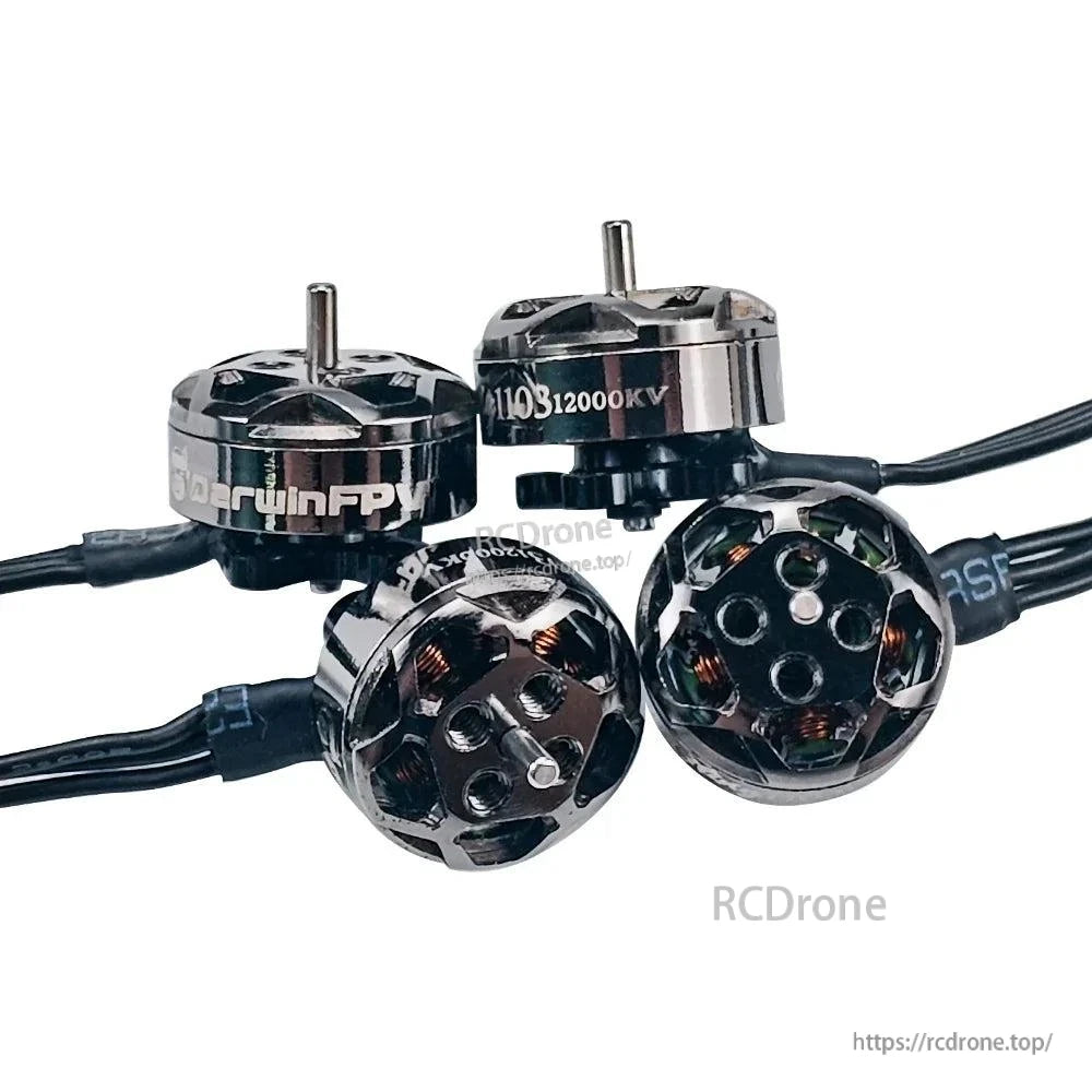 DarwinFPV Bling 1103 FPV drone brushless motors, four-motor bundle showing top vents and windings