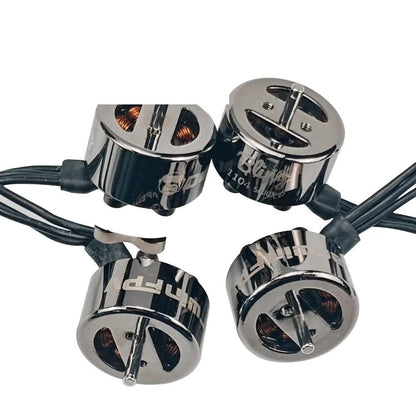 Set of four DarwinFPV Bling 1104 5000KV brushless motors with wires, top and bottom angles