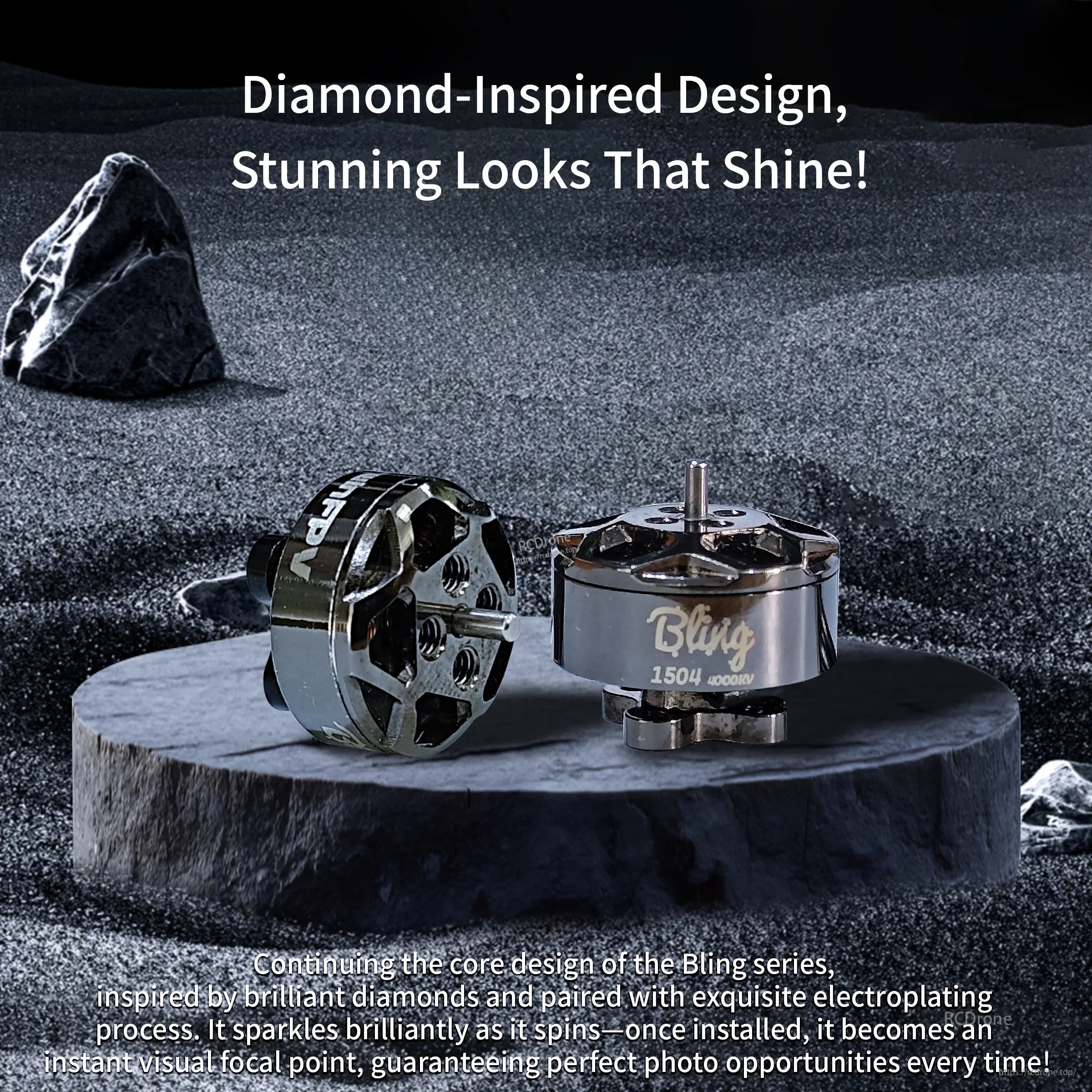 DarwinFPV Bling 1504 4000KV brushless FPV drone motor with diamond-style electroplated finish