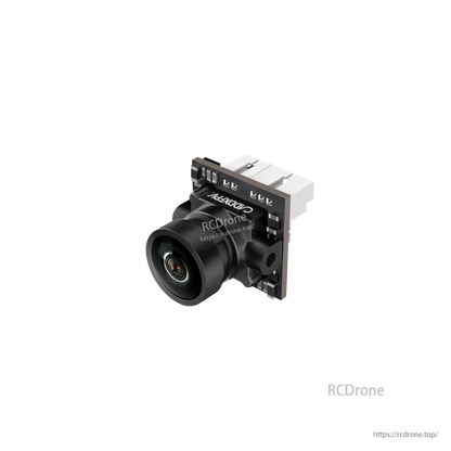 DarwinFPV Caddx Ant Micro FPV Camera angled view showing front lens, PCB edge and top connector