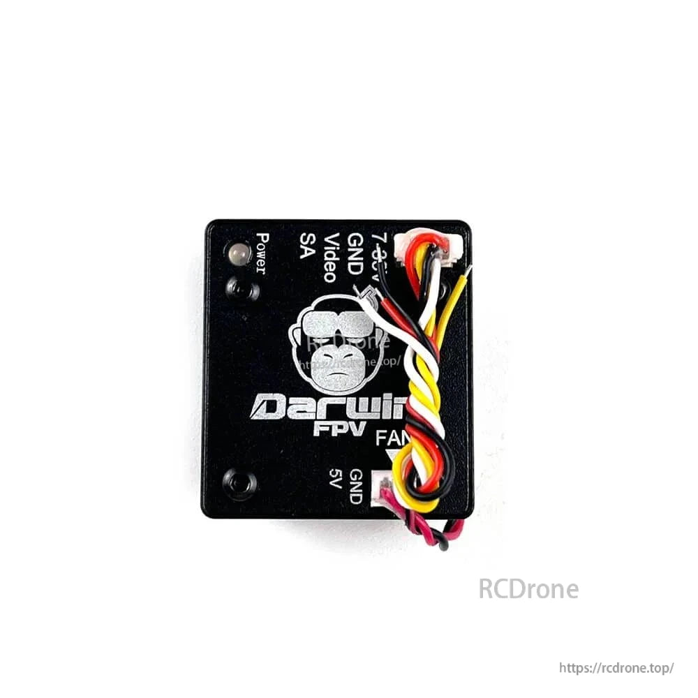 DarwinFPV Cement VTX wiring pad labels close-up: 7–33V, GND, SA, Video, 5V and port marking