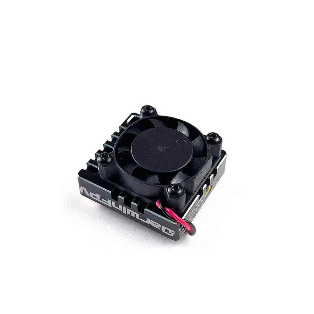 DarwinFPV Cement 5.8GHz waterproof VTX with cooling fan and heatsink, angled view