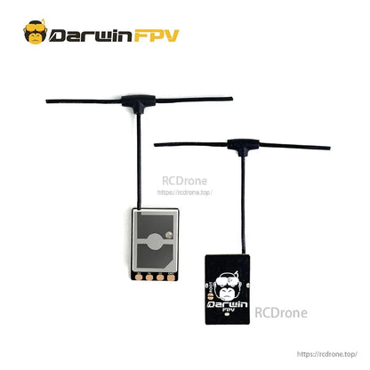 DarwinFPV Cement Ultra Durable ELRS 2.4G receiver shown front and back side-by-side for size and layout