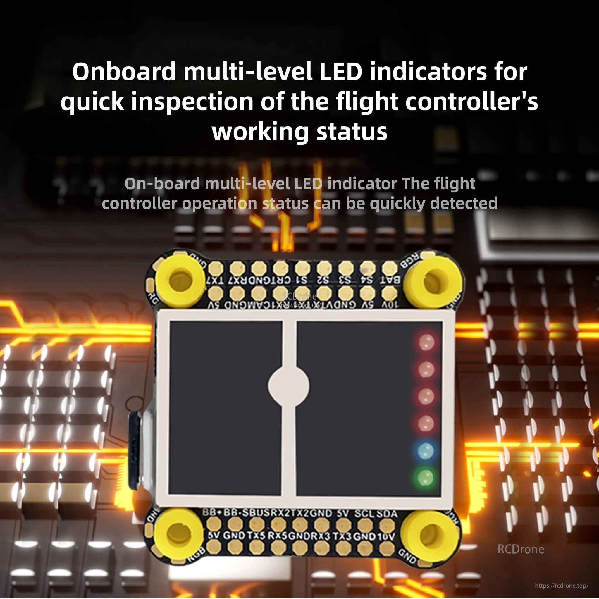 Cement Ultra Durable F4 flight controller with onboard multi-level LED status indicators