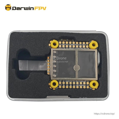 Cement F4 FC board in foam storage case with included ribbon cable installed in connector