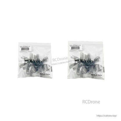 Two HQProp sealed bags containing 63mm 6-blade propellers, side-by-side