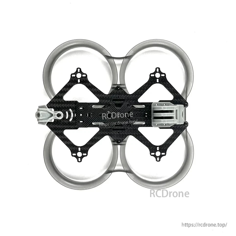 DarwinFPV CineApe 25 inverted whoop frame top view showing carbon plate layout and duct rings