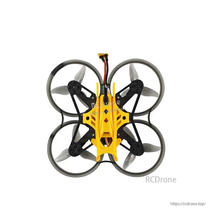 Wide top view of the ducted whoop drone showing full frame outline and prop duct spacing