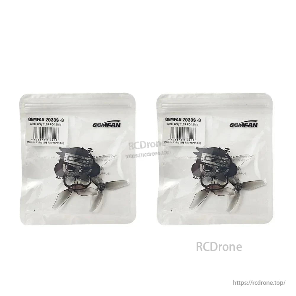 Two Gemfan 2023S-3 clear gray prop packs shown side by side