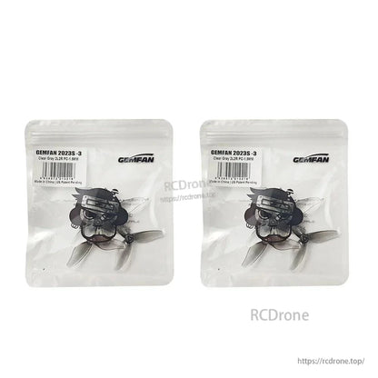 Two Gemfan 2023S-3 clear gray prop packs shown side by side