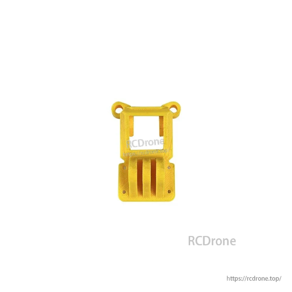 Yellow TPU camera mount bracket, front view with dual screw ears