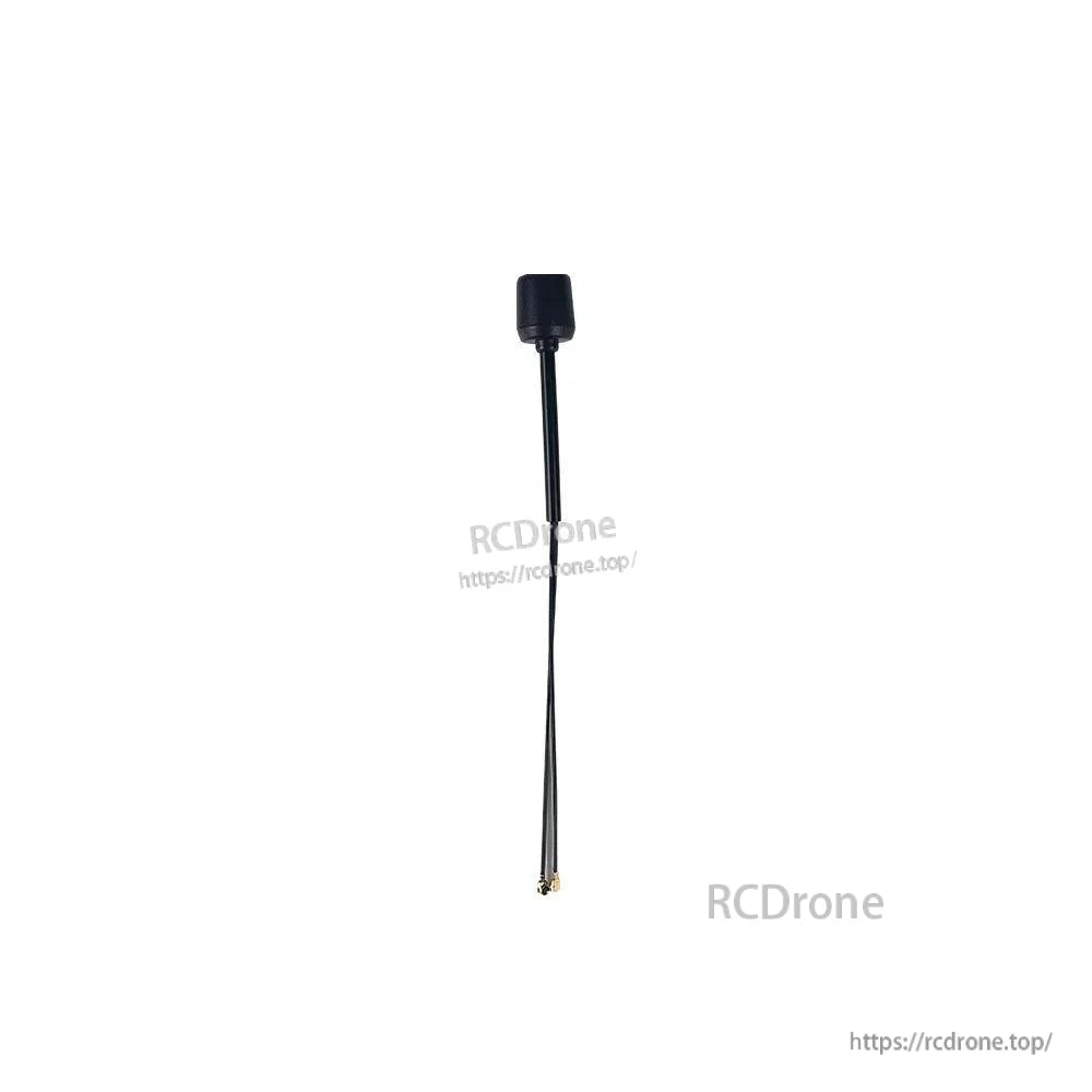 FPV antenna with black coax lead and small cylindrical cap