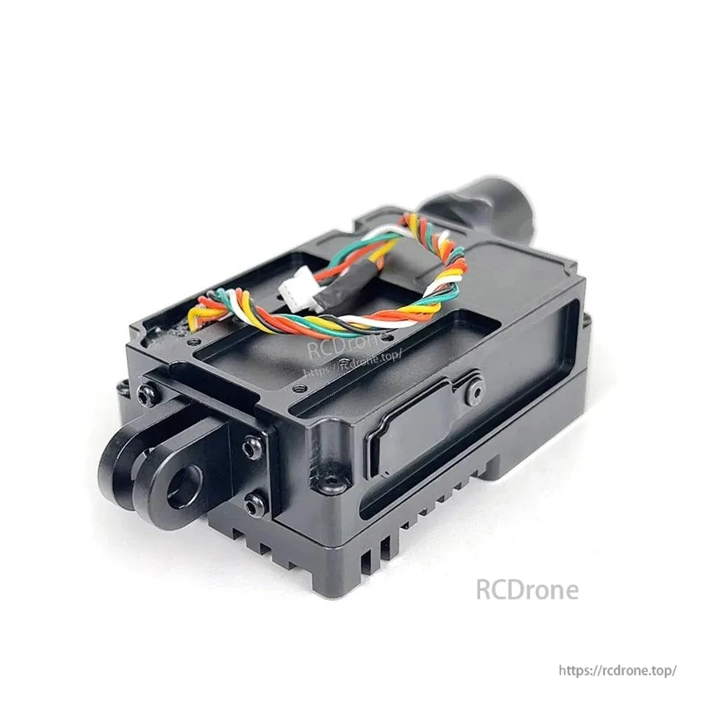 Rear perspective of waterproof case showing back housing, side cover and internal cable routed on top
