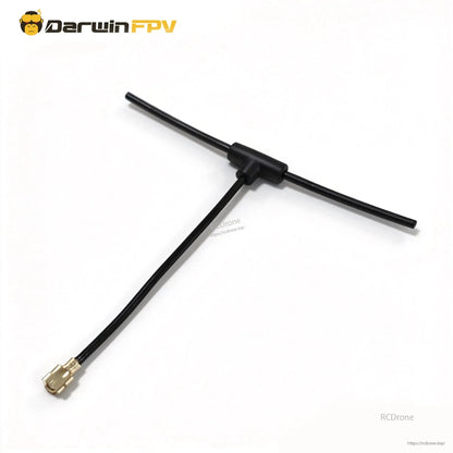 T-style receiver antenna close-up with coax lead and u.FL connector