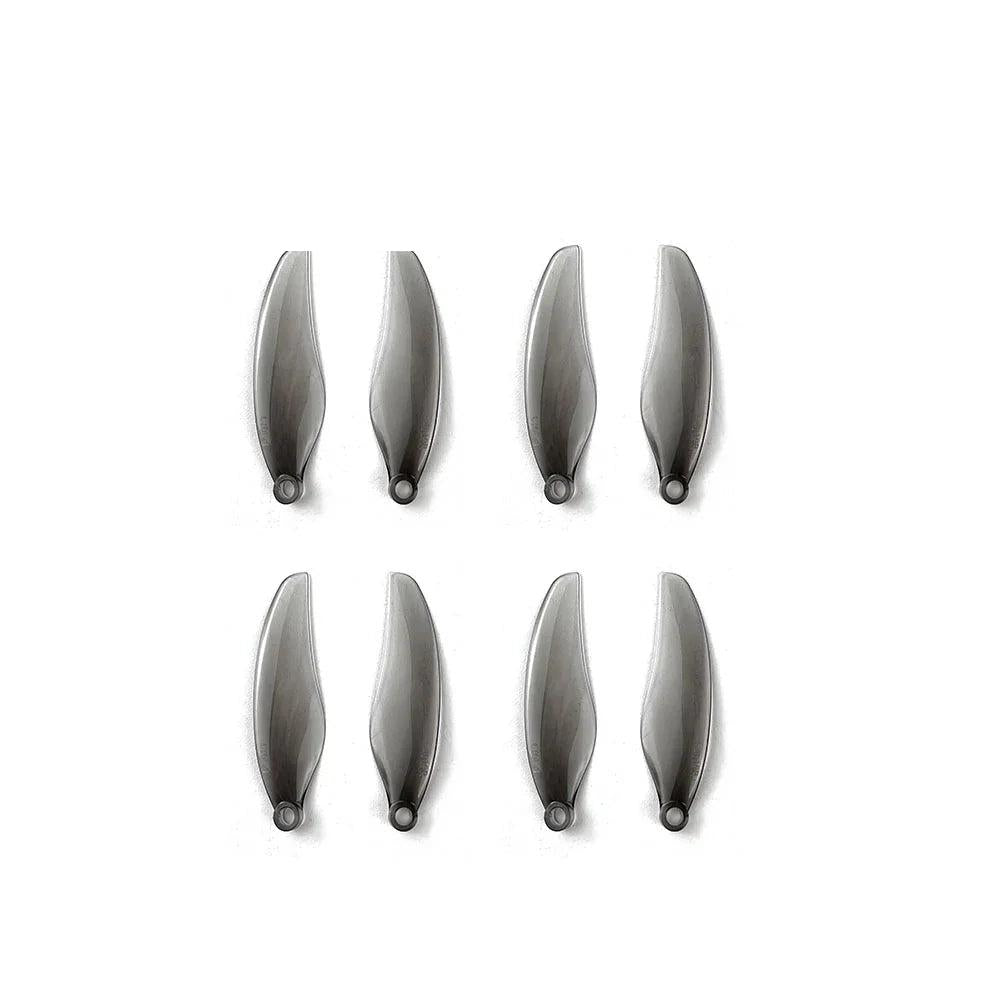 DarwinFPV F4019-2 folding propeller blades set, eight black 4-inch prop blades on white background