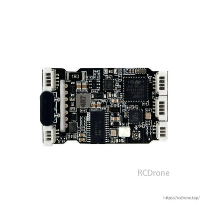 Component-side close-up showing USB Type-C port and white JST connectors on the flight controller board