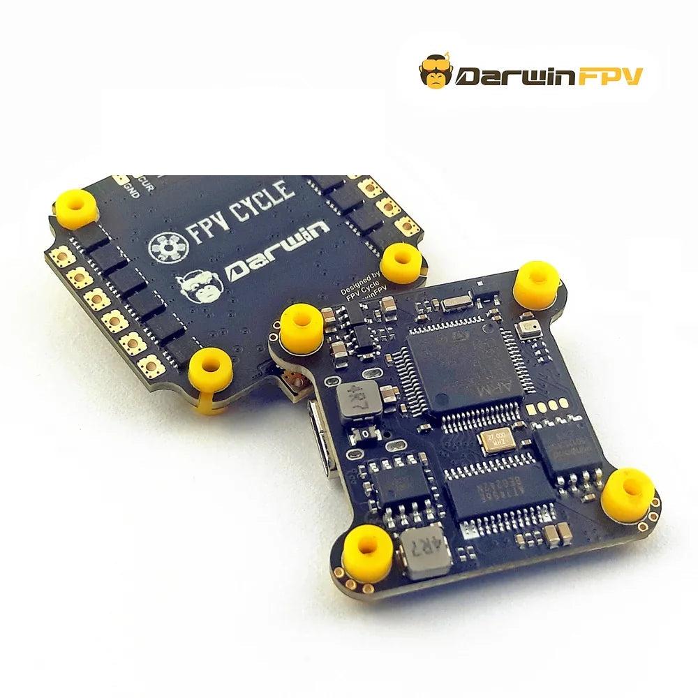 DarwinFPV FPVCycle Whoop Stack Flight Controller set with two boards and yellow grommet mounting