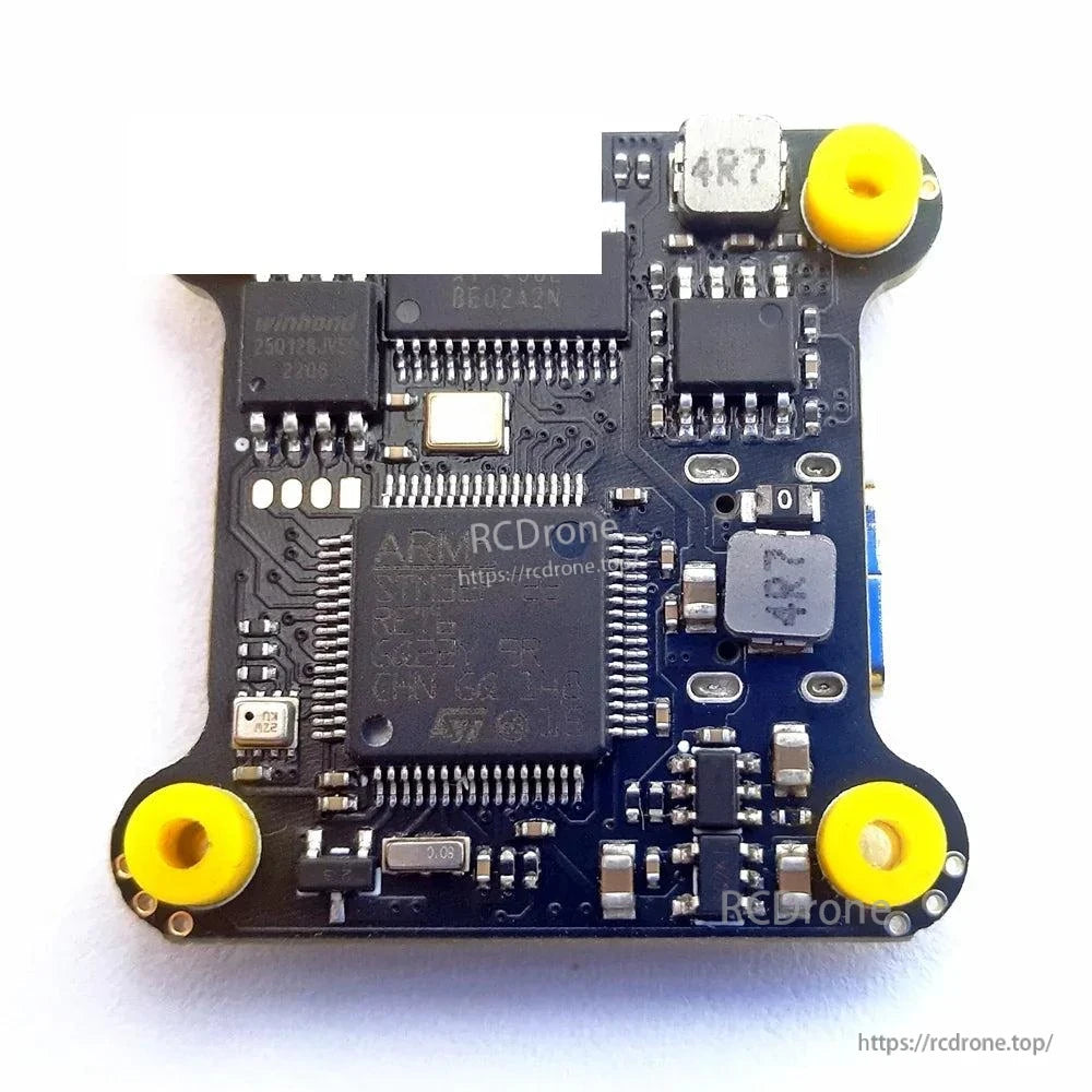 DarwinFPV FPVCycle Whoop Stack Flight Controller board close-up of MCU area and solder pads