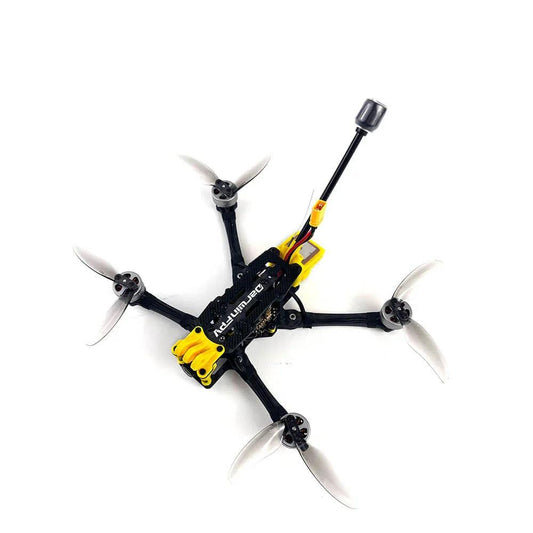 DarwinFPV FoldApe4 4-inch folding FPV drone top view with quad props and antenna
