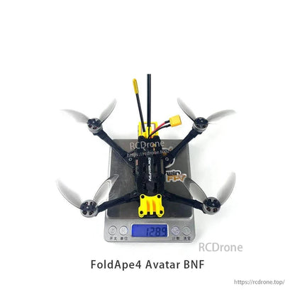 FoldApe4 Avatar BNF on digital scale showing 128.9 g weight display