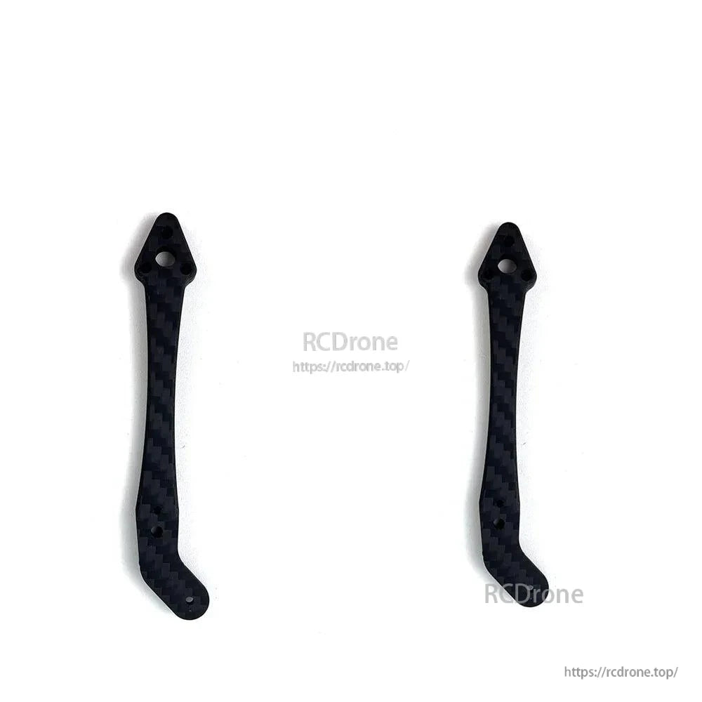 Two bent DeadCat carbon fiber arms for FoldApe4 frame, pair shown side by side