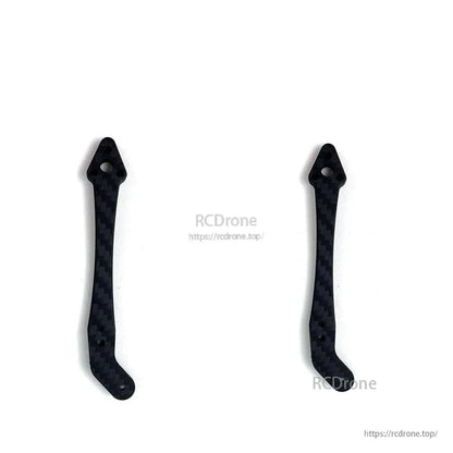 Two bent DeadCat carbon fiber arms for FoldApe4 frame, pair shown side by side