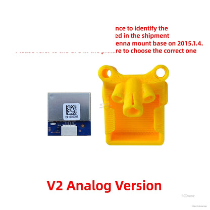 V2 analog version guide showing GPS board and matching yellow TPU antenna mount base