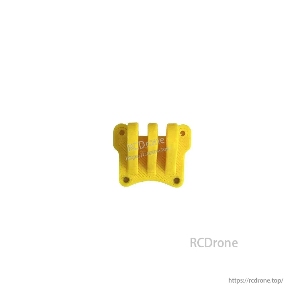 Yellow TPU mount base for FoldApe4 frame, rear view showing screw holes and ribbing