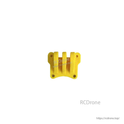 Yellow TPU mount base for FoldApe4 frame, rear view showing screw holes and ribbing