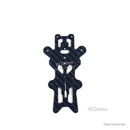 Carbon fiber center/bottom plate for FoldApe4 frame with wide shoulder cutouts and battery strap slots