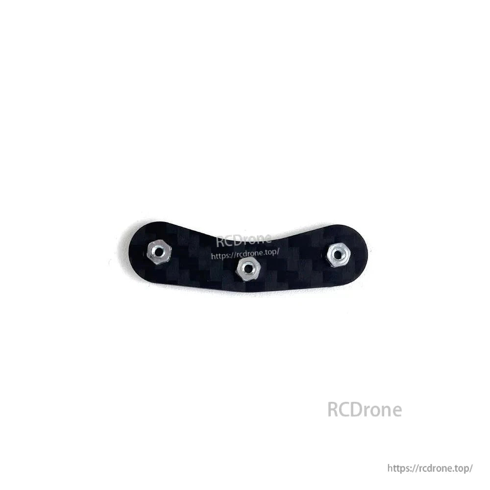 Curved carbon fiber brace plate with three metal threaded inserts installed